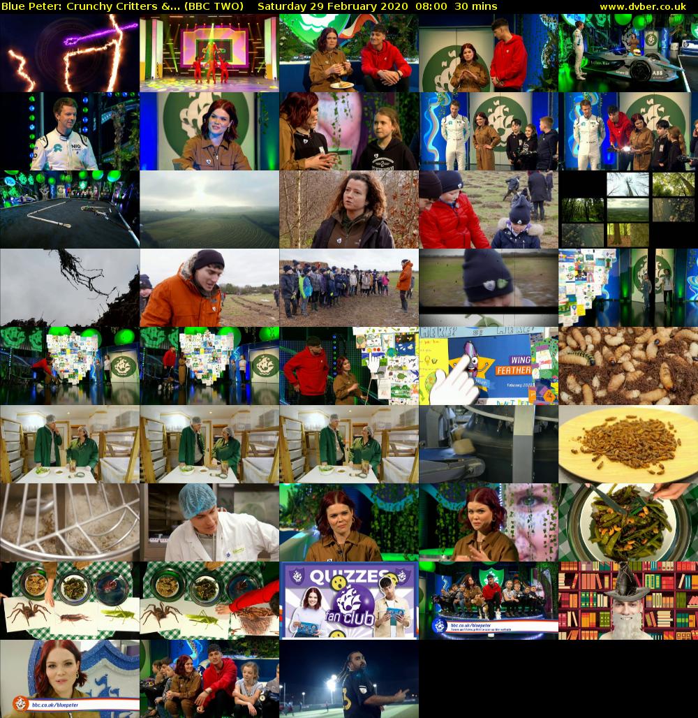Blue Peter: Crunchy Critters &... (BBC TWO) Saturday 29 February 2020 08:00 - 08:30