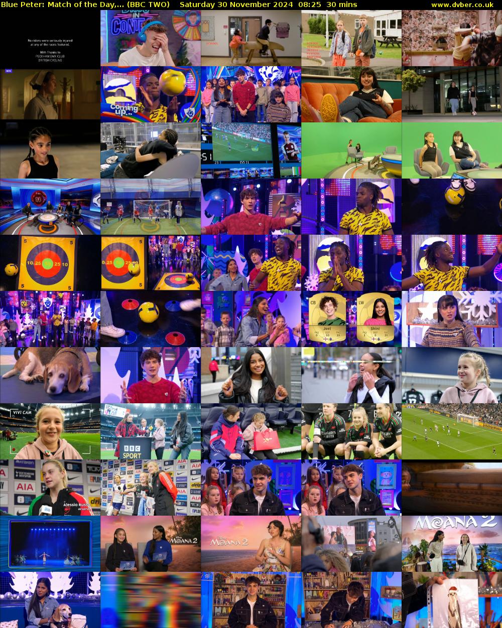 Blue Peter: Match of the Day,... (BBC TWO) Saturday 30 November 2024 08:25 - 08:55