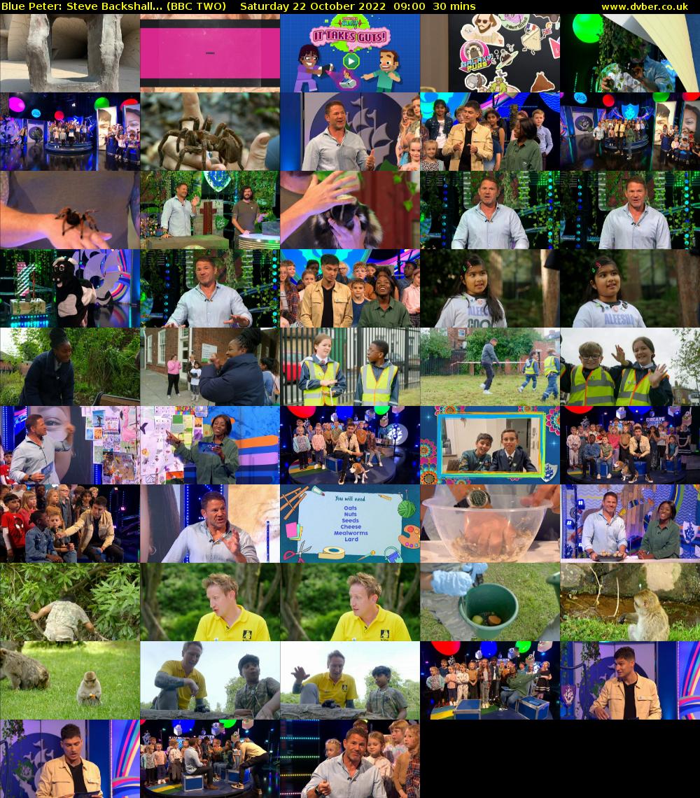 Blue Peter: Steve Backshall... (BBC TWO) Saturday 22 October 2022 09:00 - 09:30