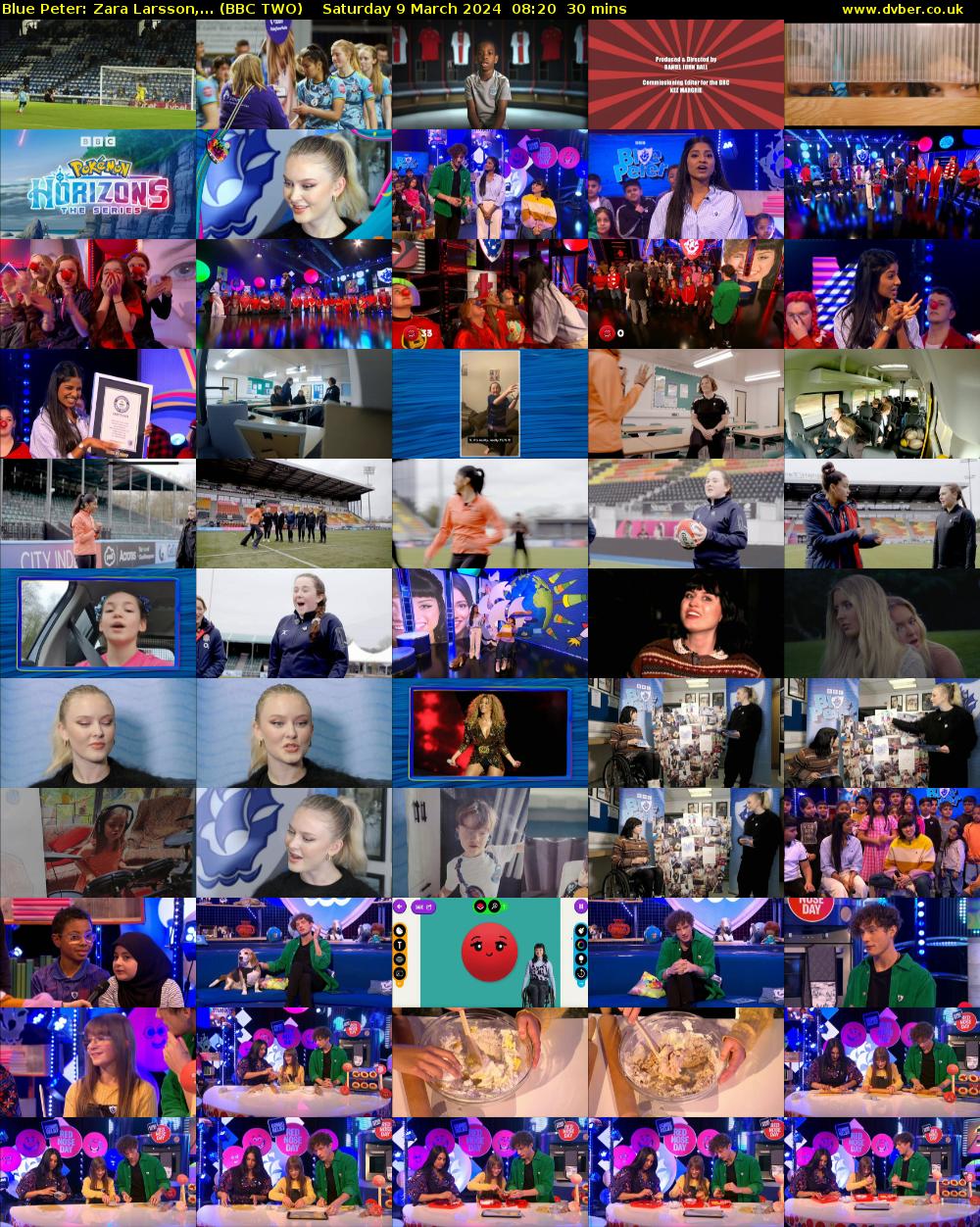 Blue Peter: Zara Larsson,... (BBC TWO) Saturday 9 March 2024 08:20 - 08:50