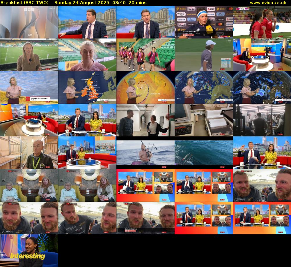 Breakfast (BBC TWO) Sunday 24 August 2025 08:40 - 09:00