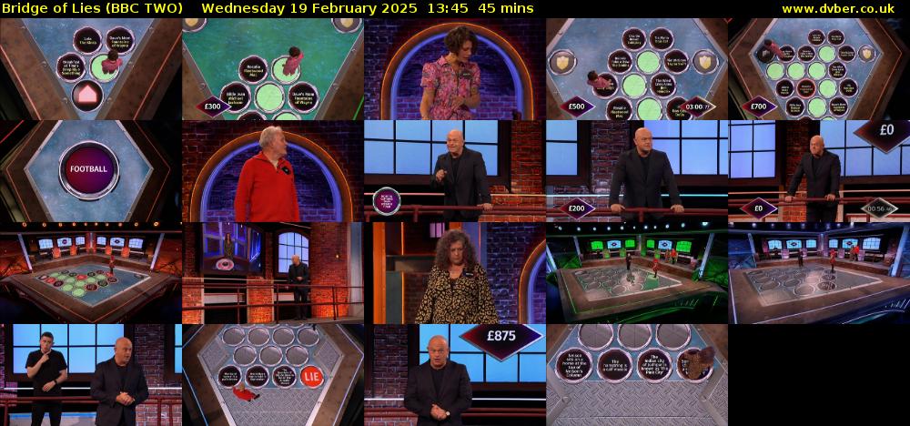 Bridge of Lies (BBC TWO) Wednesday 19 February 2025 13:45 - 14:30