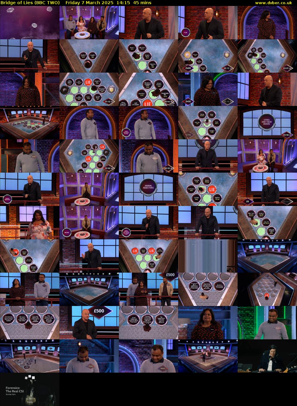 Bridge of Lies (BBC TWO) Friday 7 March 2025 14:15 - 15:00