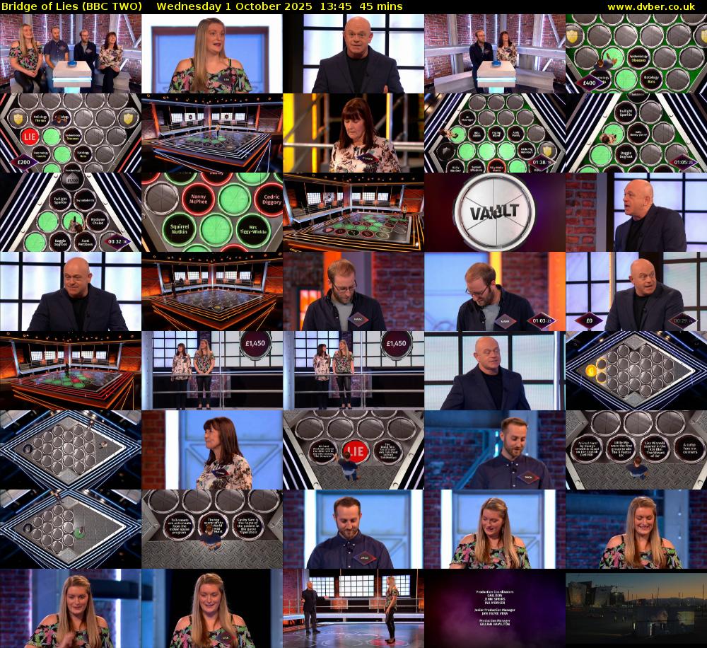 Bridge of Lies (BBC TWO) Wednesday 1 October 2025 13:45 - 14:30