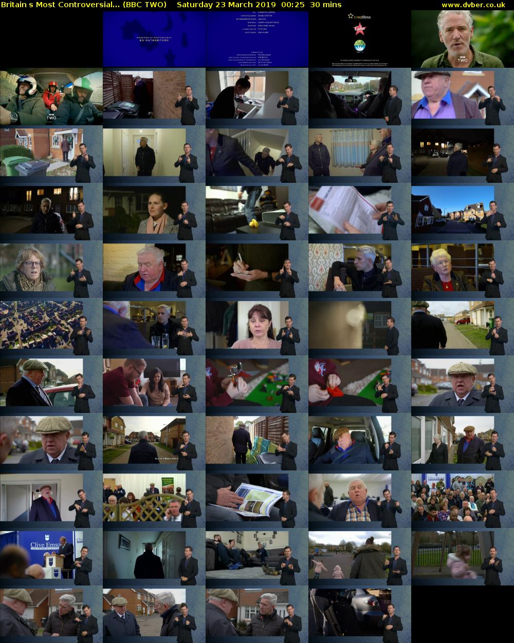Britains Most Controversial... (BBC TWO) Saturday 23 March 2019 00:25 - 00:55