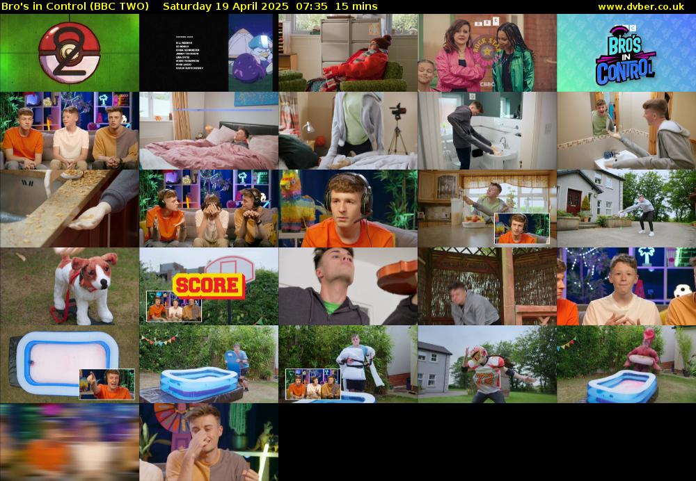 Bro's in Control (BBC TWO) Saturday 19 April 2025 07:35 - 07:50