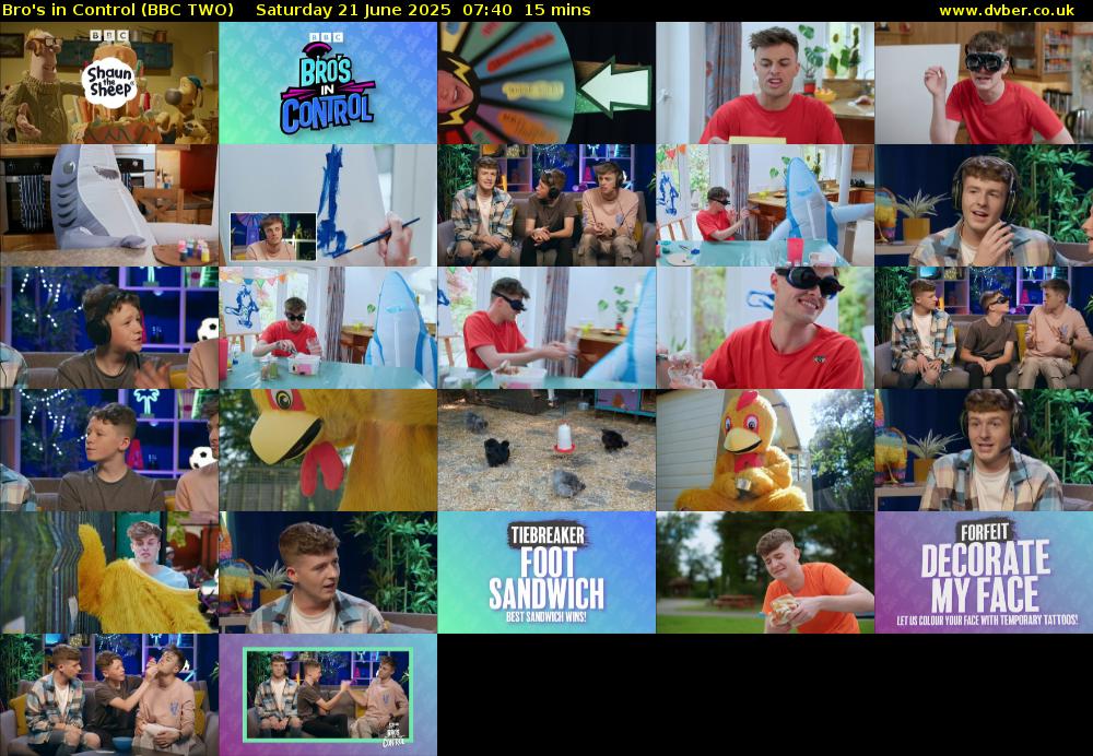 Bro's in Control (BBC TWO) Saturday 21 June 2025 07:40 - 07:55