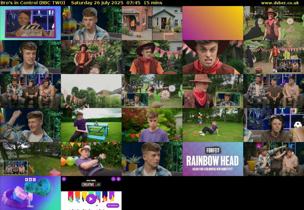 Bro's in Control (BBC TWO) Saturday 26 July 2025 07:45 - 08:00