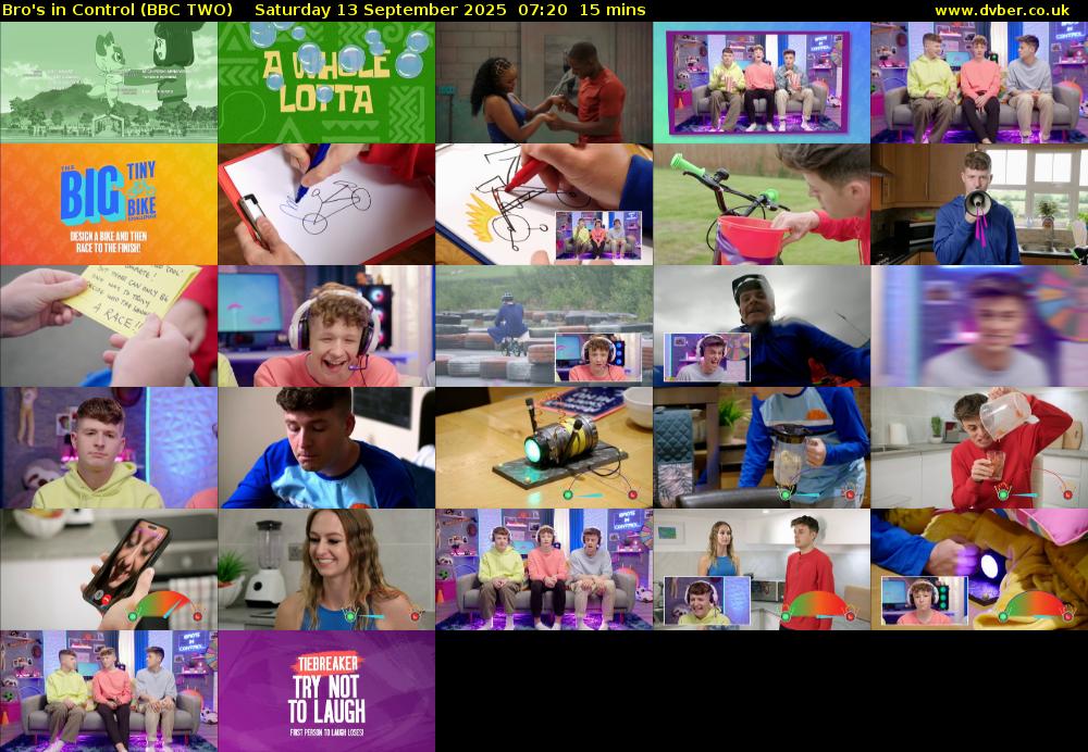 Bro's in Control (BBC TWO) Saturday 13 September 2025 07:20 - 07:35