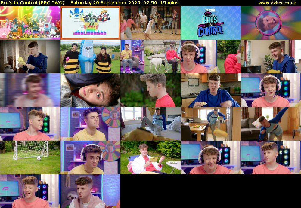 Bro's in Control (BBC TWO) Saturday 20 September 2025 07:50 - 08:05