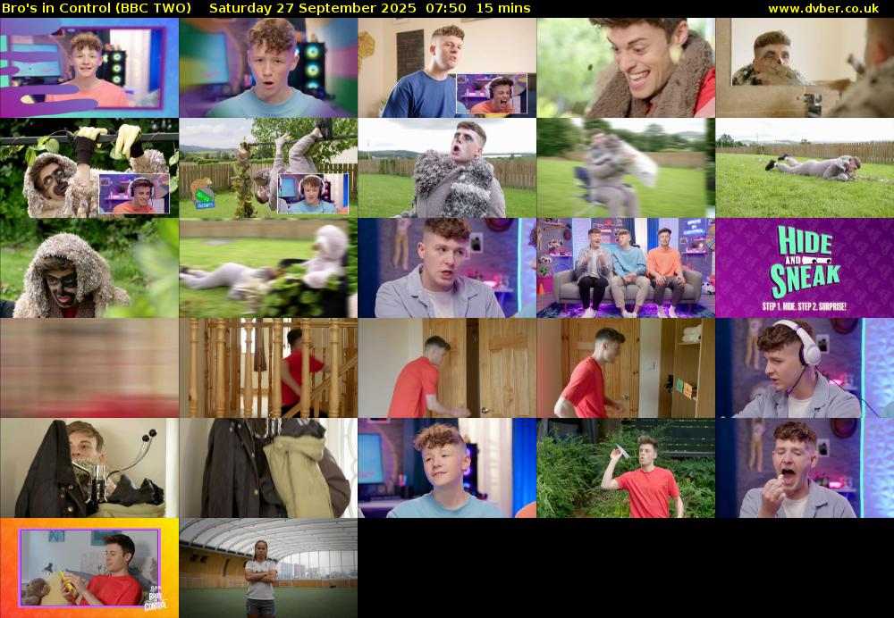 Bro's in Control (BBC TWO) Saturday 27 September 2025 07:50 - 08:05