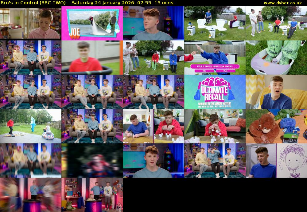 Bro's in Control (BBC TWO) Saturday 24 January 2026 07:55 - 08:10