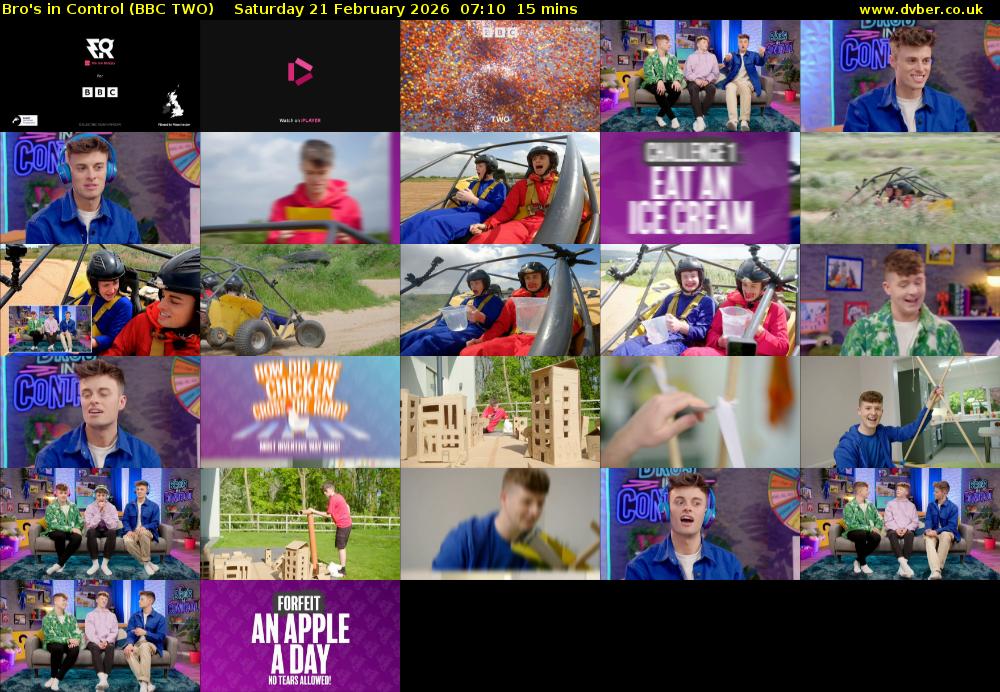 Bro's in Control (BBC TWO) Saturday 21 February 2026 07:10 - 07:25