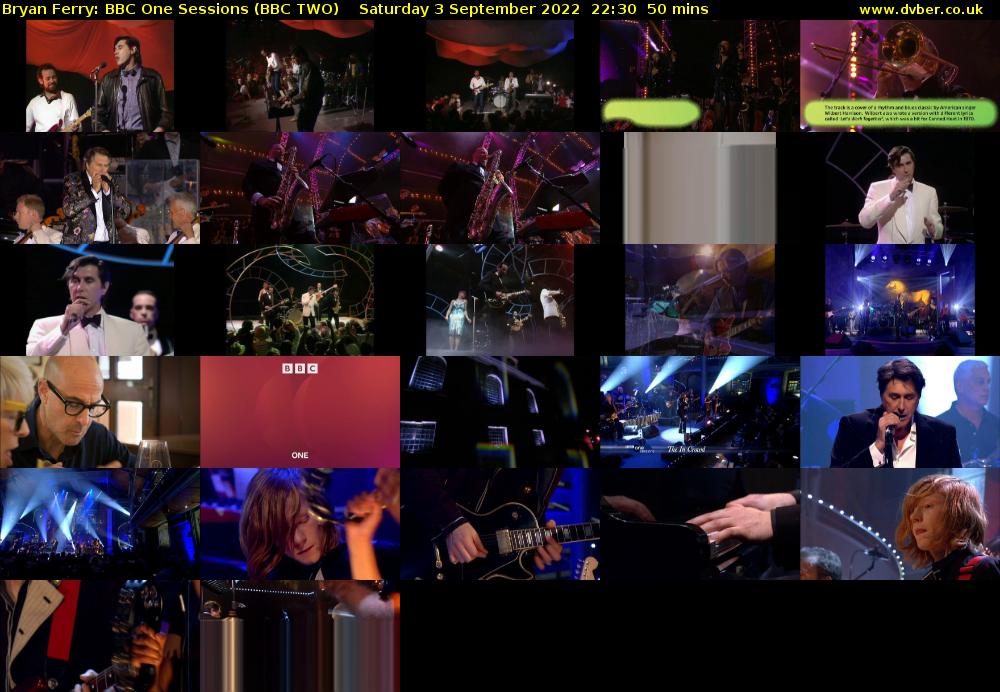 Bryan Ferry: BBC One Sessions (BBC TWO) Saturday 3 September 2022 22:30 - 23:20