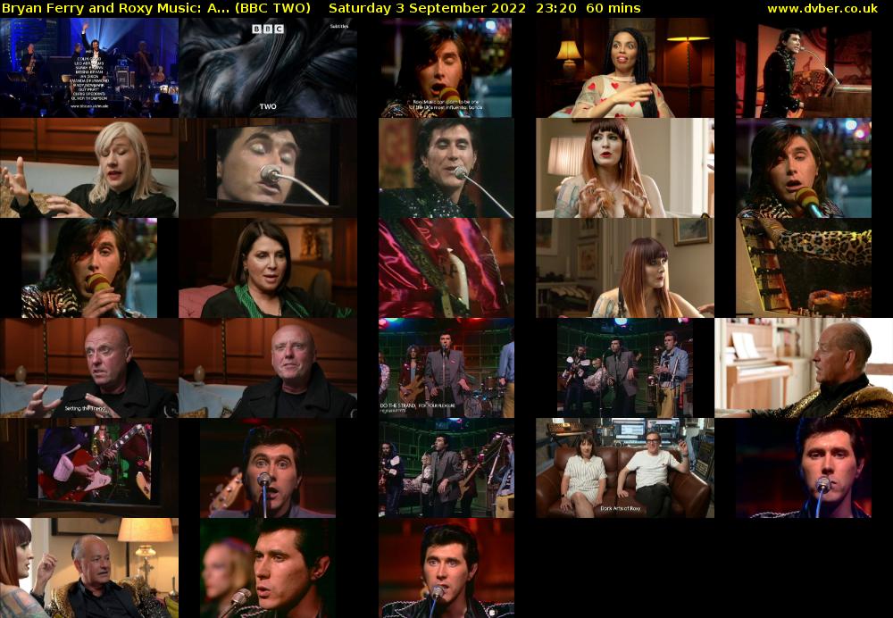 Bryan Ferry and Roxy Music: A... (BBC TWO) Saturday 3 September 2022 23:20 - 00:20