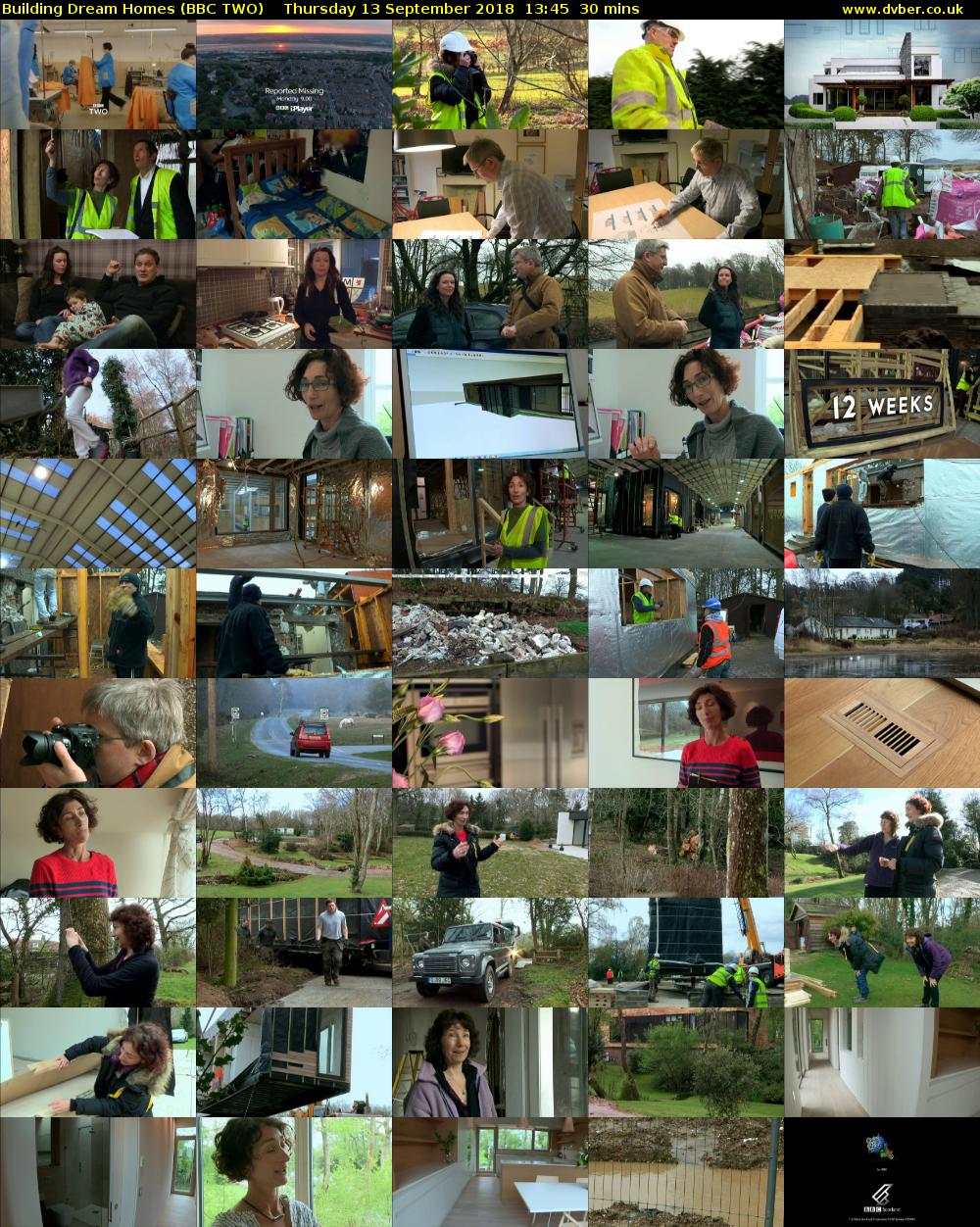 Building Dream Homes (BBC TWO) Thursday 13 September 2018 13:45 - 14:15