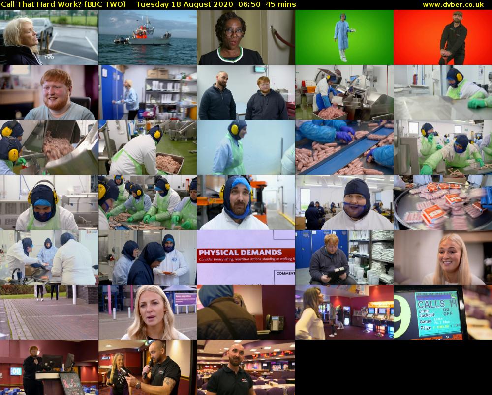 Call That Hard Work? (BBC TWO) Tuesday 18 August 2020 06:50 - 07:35