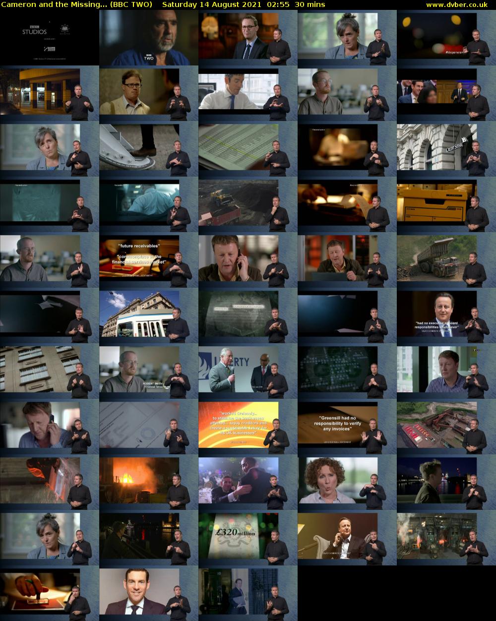 Cameron and the Missing... (BBC TWO) Saturday 14 August 2021 02:55 - 03:25