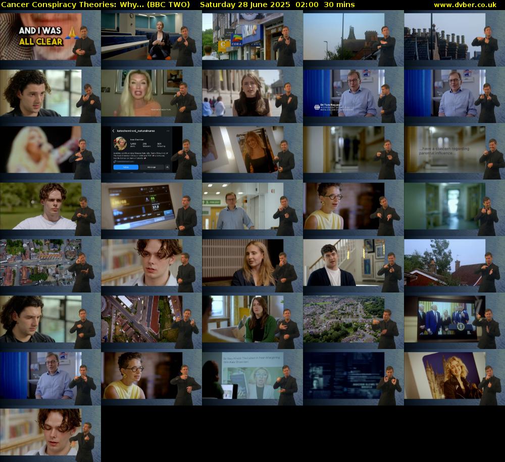Cancer Conspiracy Theories: Why... (BBC TWO) Saturday 28 June 2025 02:00 - 02:30