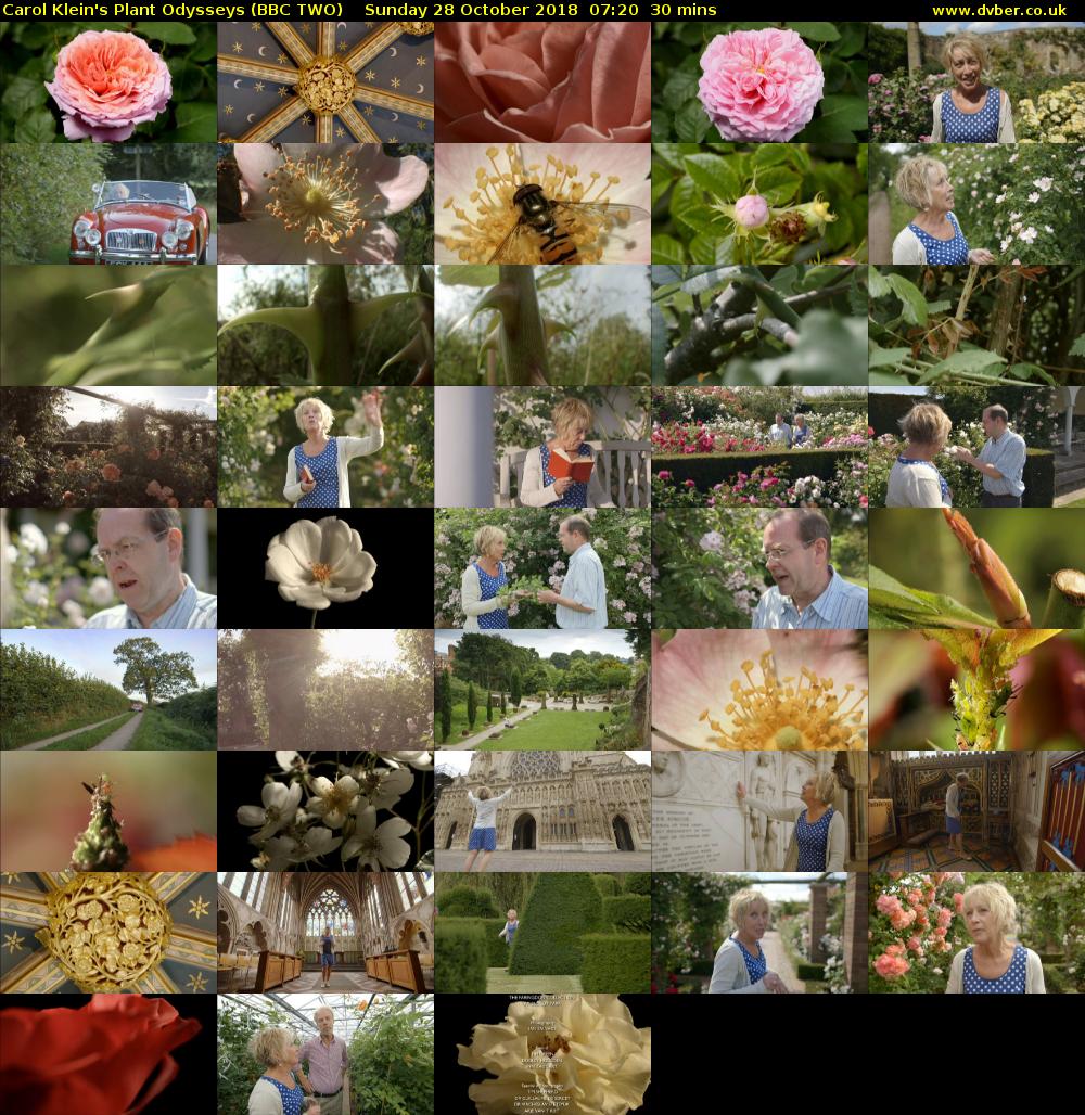Carol Klein's Plant Odysseys (BBC TWO) Sunday 28 October 2018 07:20 - 07:50