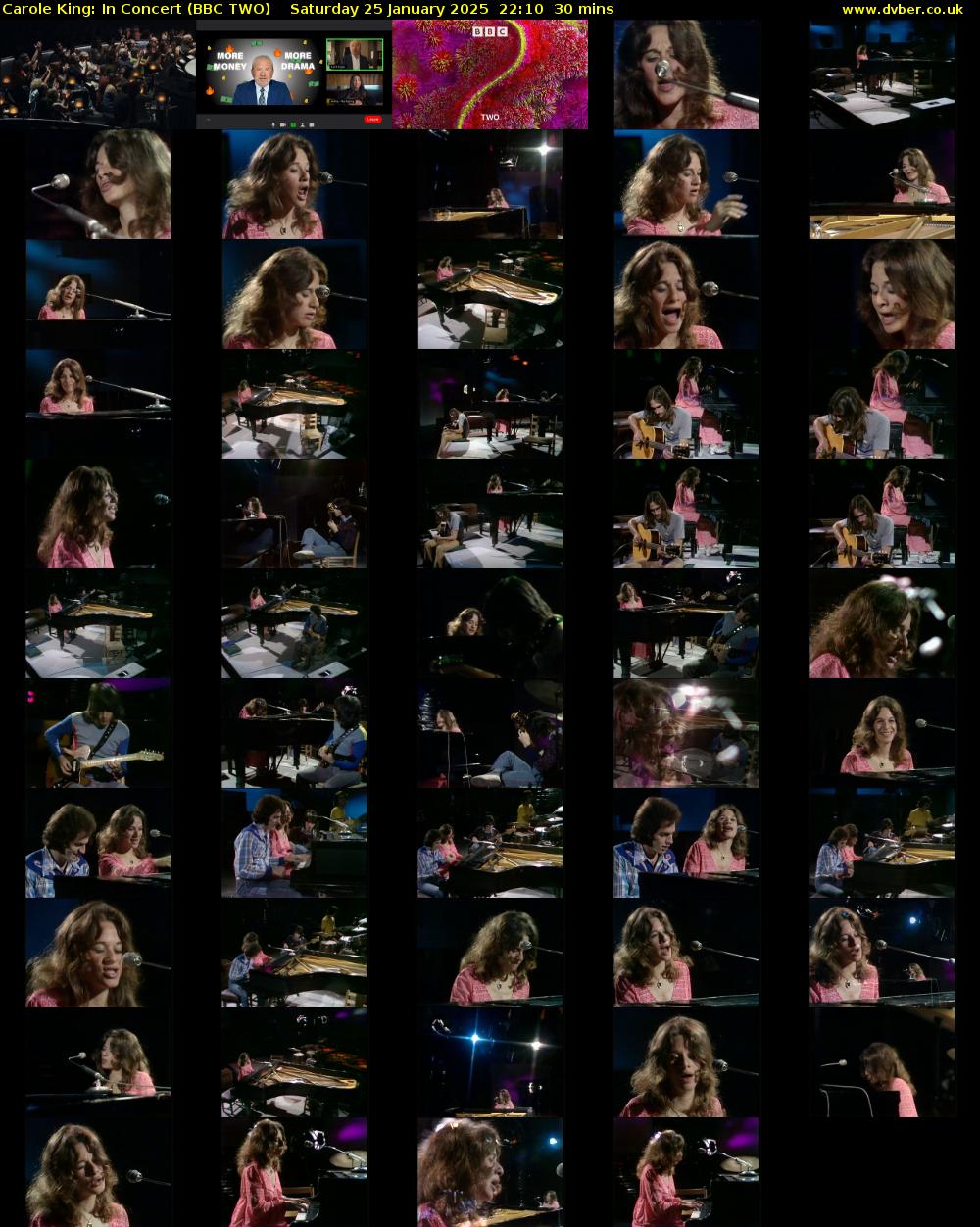 Carole King: In Concert (BBC TWO) Saturday 25 January 2025 22:10 - 22:40