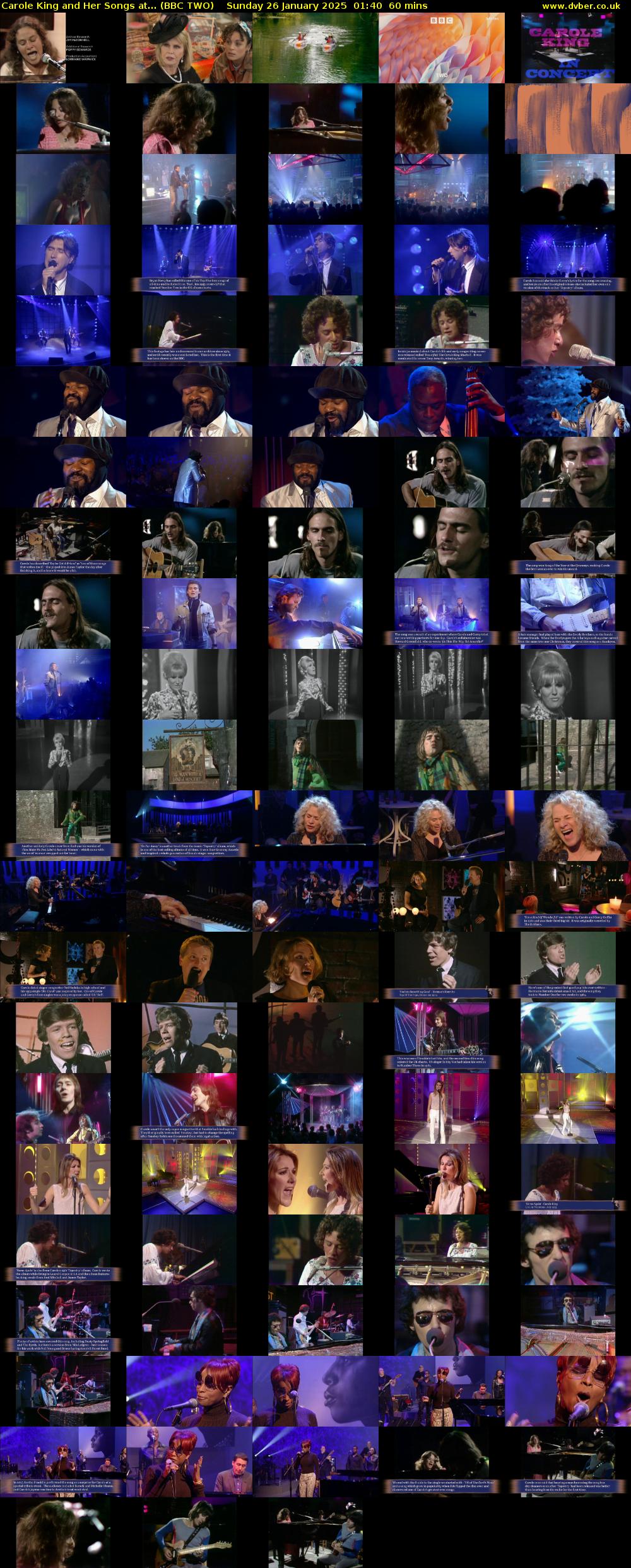 Carole King and Her Songs at... (BBC TWO) Sunday 26 January 2025 01:40 - 02:40