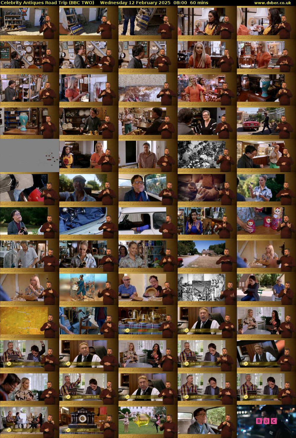 Celebrity Antiques Road Trip (BBC TWO) Wednesday 12 February 2025 08:00 - 09:00