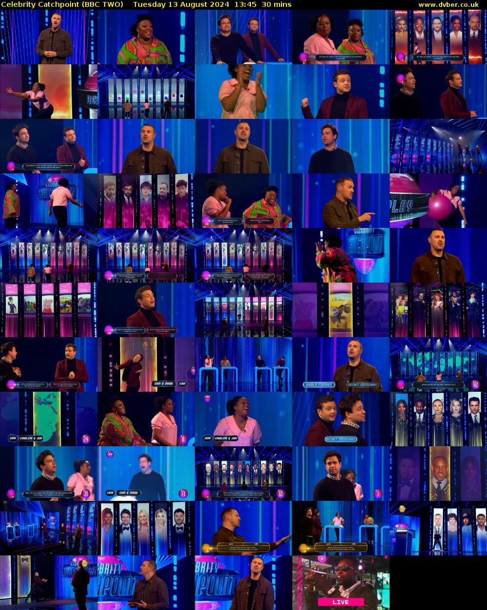 Celebrity Catchpoint (BBC TWO) Tuesday 13 August 2024 13:45 - 14:15