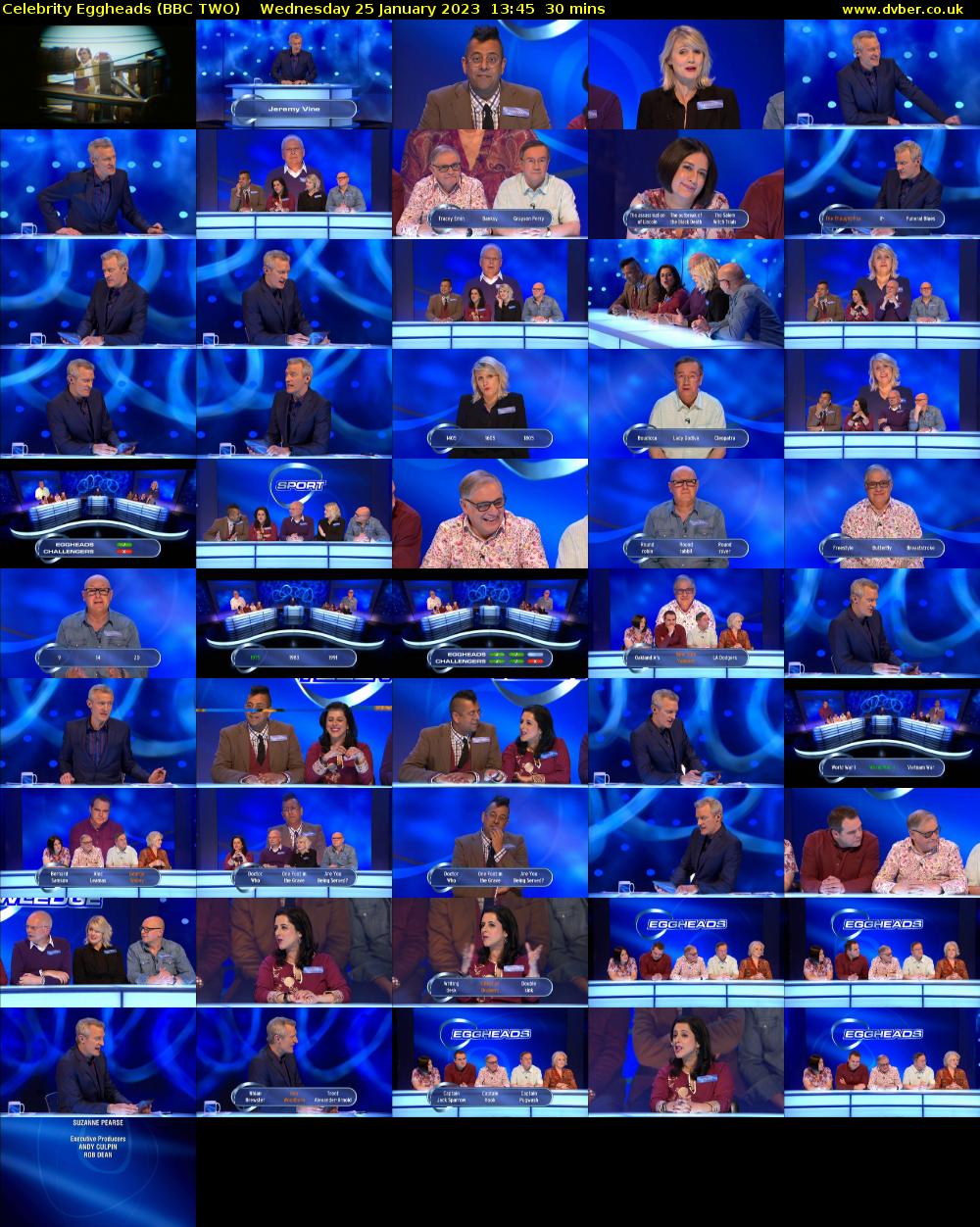 Celebrity Eggheads (BBC TWO) Wednesday 25 January 2023 13:45 - 14:15