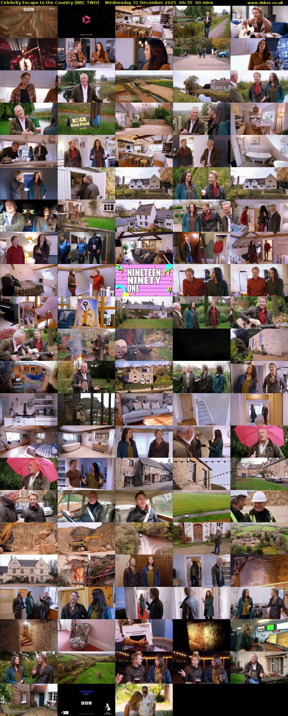 Celebrity Escape to the Country (BBC TWO) Wednesday 31 December 2025 06:35 - 07:35