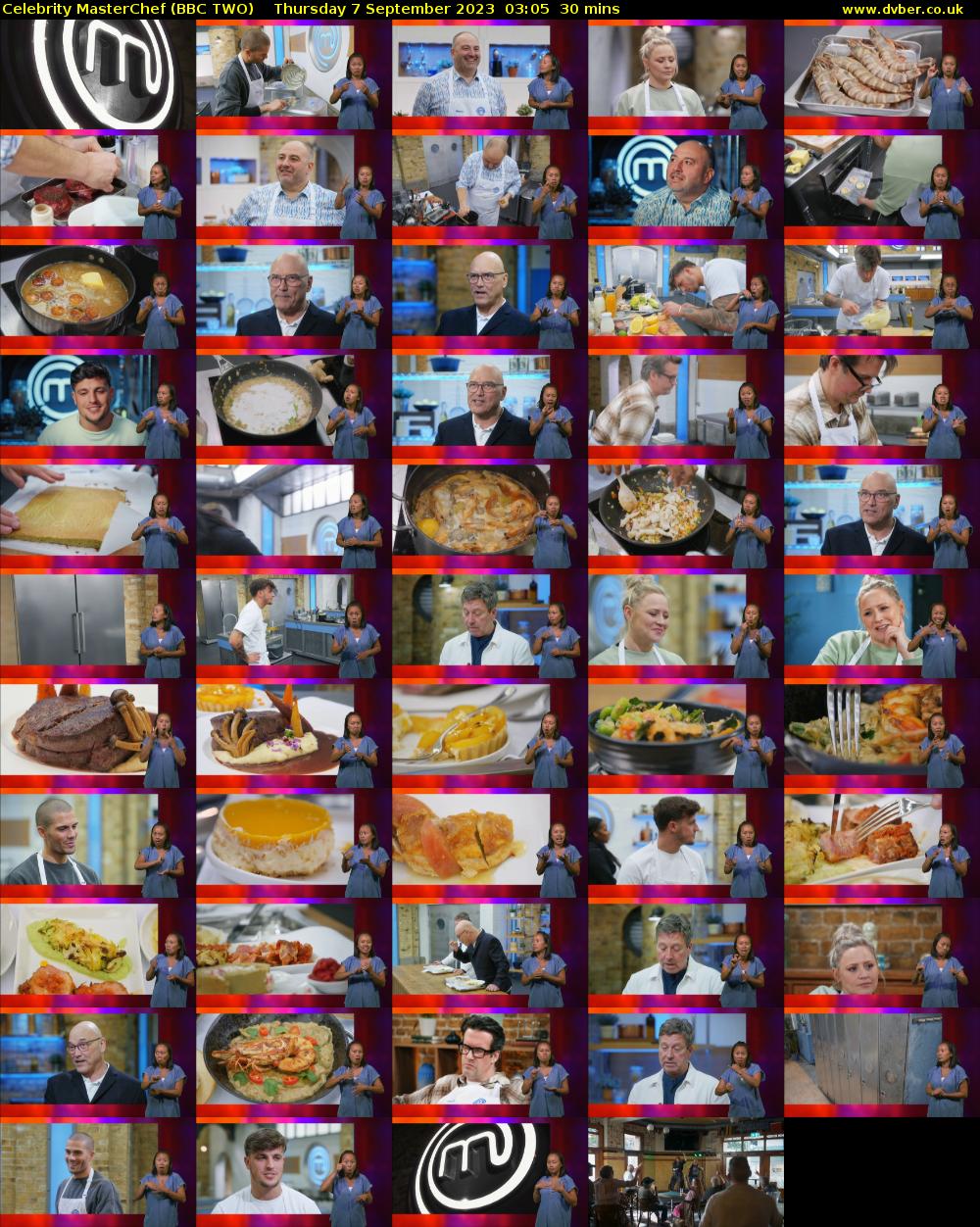 Celebrity MasterChef (BBC TWO) Thursday 7 September 2023 03:05 - 03:35