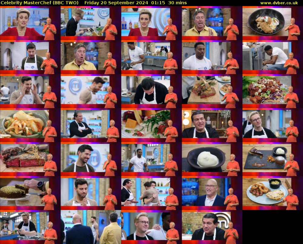 Celebrity MasterChef (BBC TWO) Friday 20 September 2024 01:15 - 01:45
