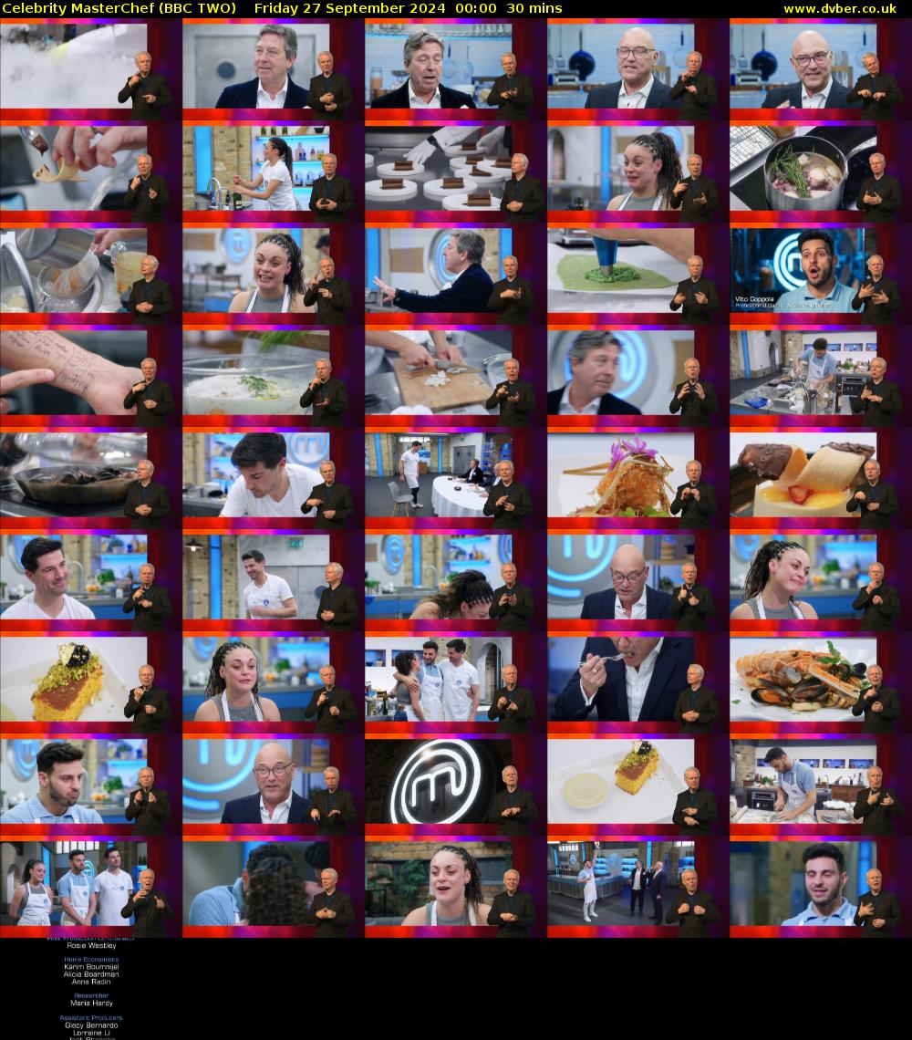 Celebrity MasterChef (BBC TWO) Friday 27 September 2024 00:00 - 00:30