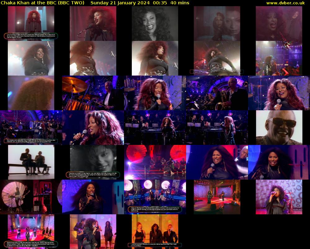 Chaka Khan at the BBC (BBC TWO) Sunday 21 January 2024 00:35 - 01:15