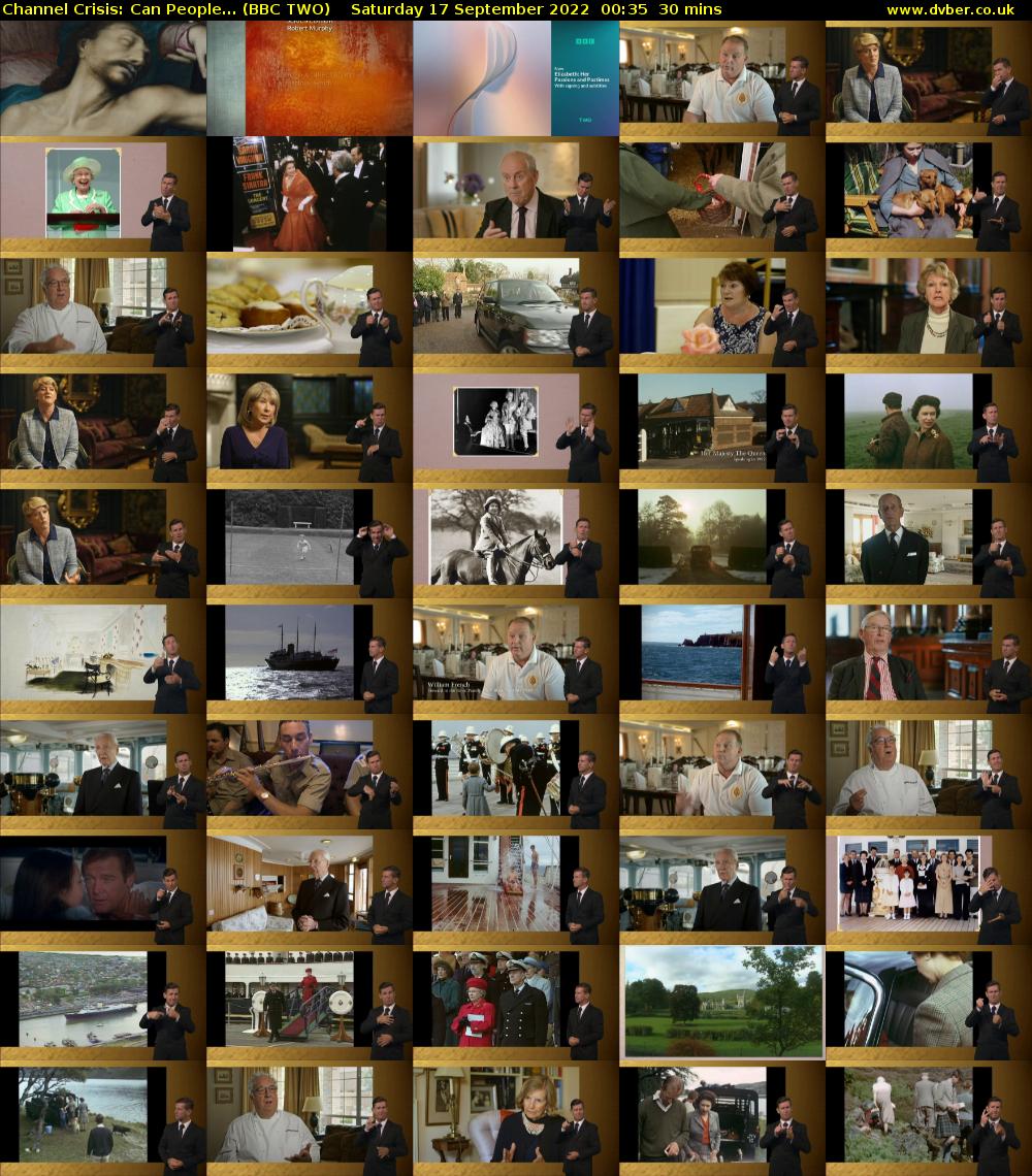 Channel Crisis: Can People... (BBC TWO) Saturday 17 September 2022 00:35 - 01:05