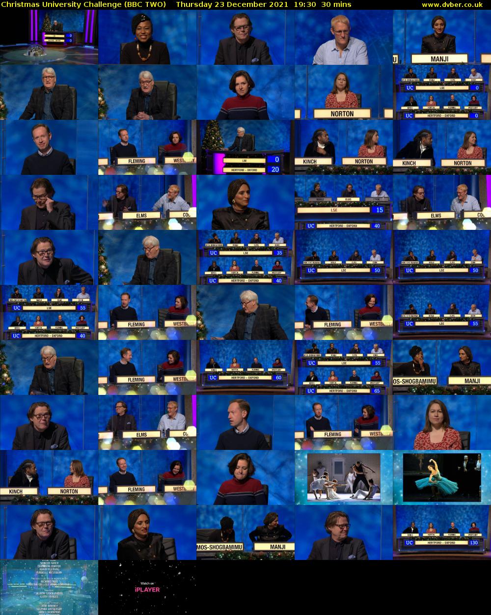 Christmas University Challenge (BBC TWO) Thursday 23 December 2021 19:30 - 20:00