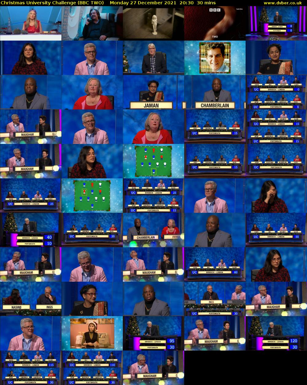 Christmas University Challenge (BBC TWO) Monday 27 December 2021 20:30 - 21:00