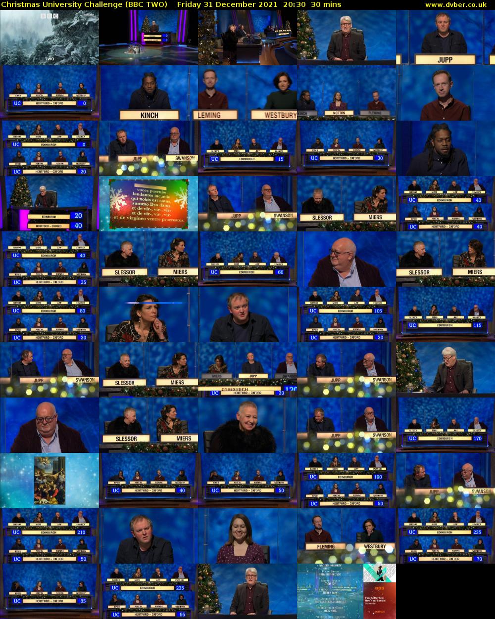 Christmas University Challenge (BBC TWO) Friday 31 December 2021 20:30 - 21:00