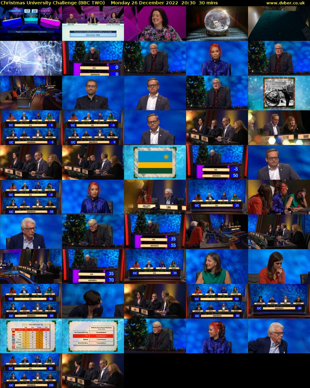 Christmas University Challenge (BBC TWO) Monday 26 December 2022 20:30 - 21:00