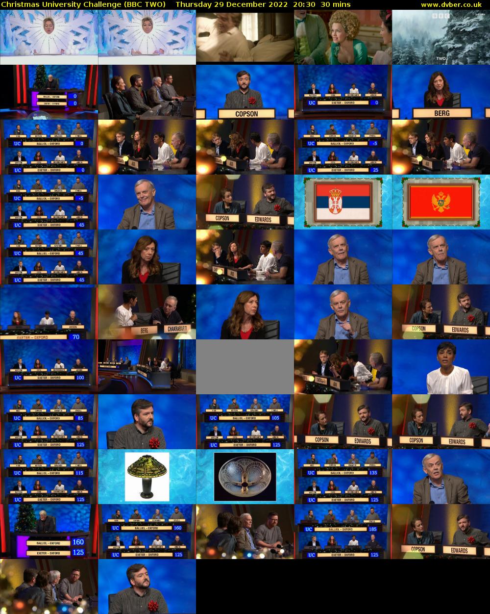 Christmas University Challenge (BBC TWO) Thursday 29 December 2022 20:30 - 21:00