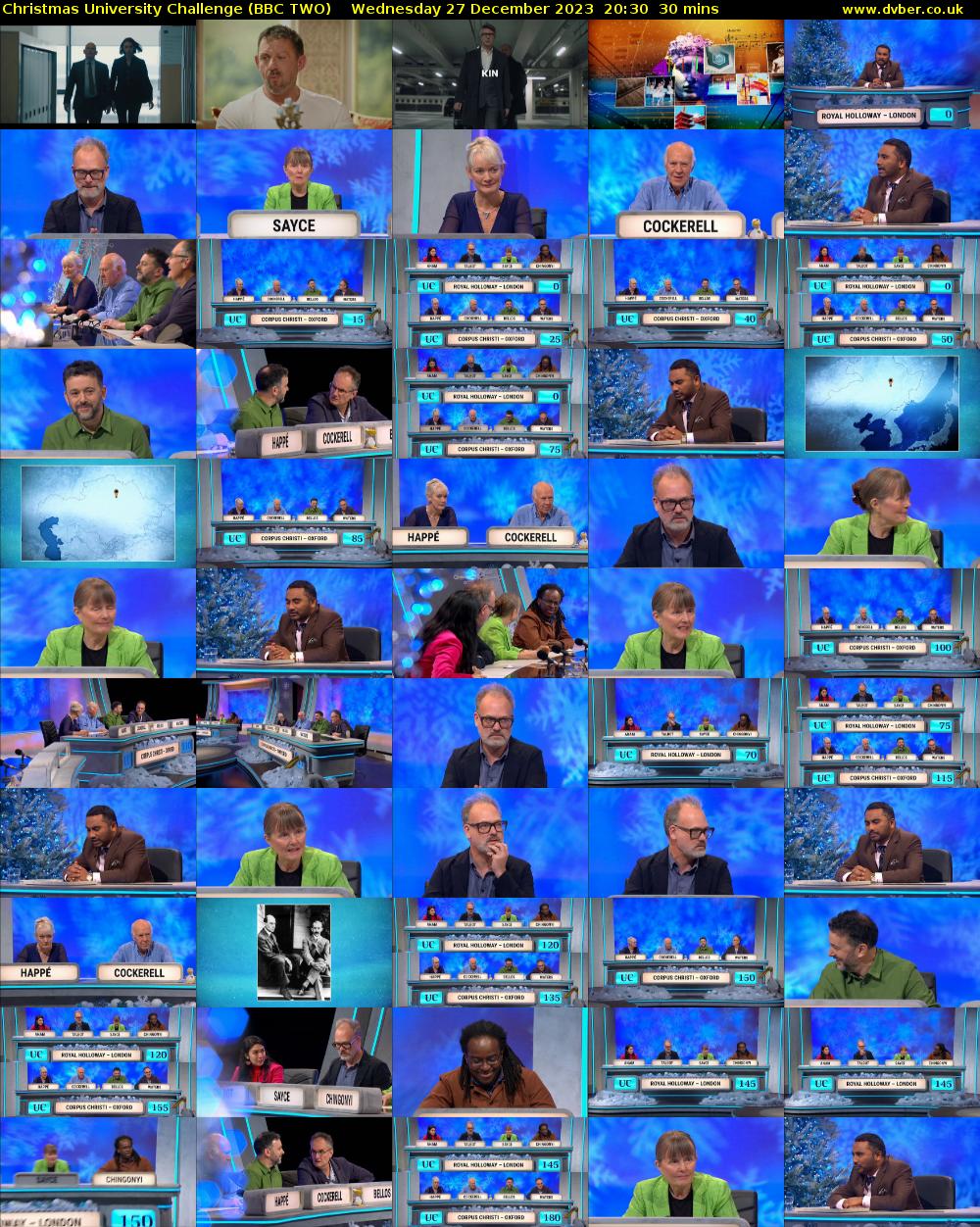 Christmas University Challenge (BBC TWO) Wednesday 27 December 2023 20:30 - 21:00