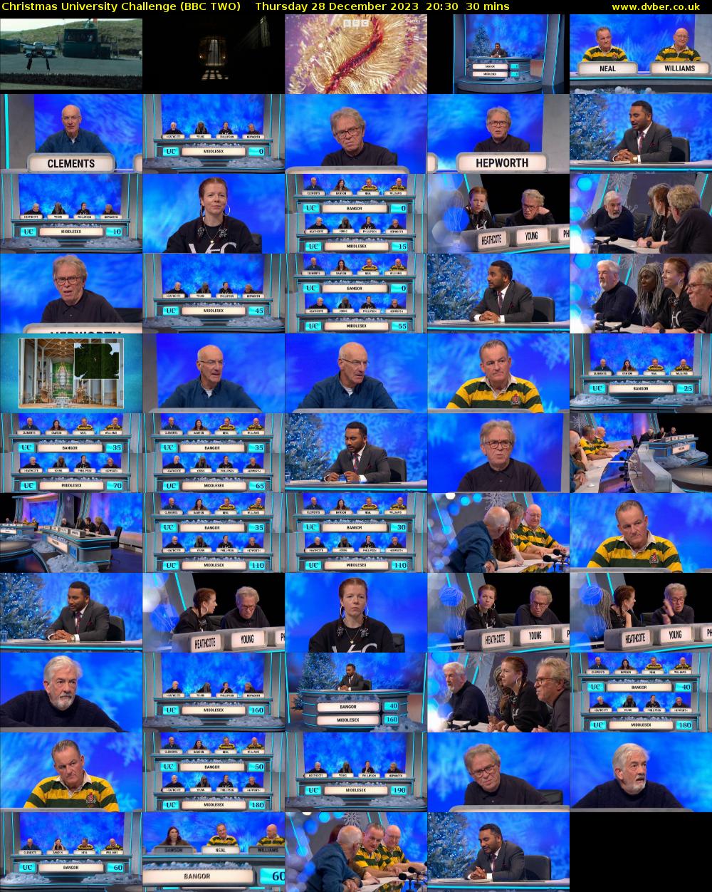 Christmas University Challenge (BBC TWO) Thursday 28 December 2023 20:30 - 21:00