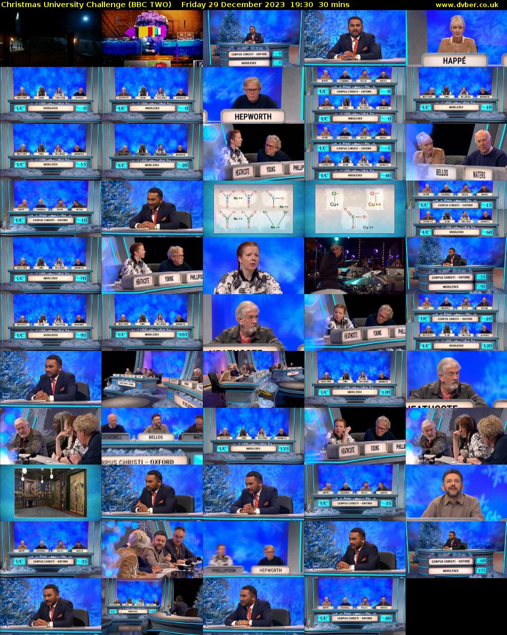 Christmas University Challenge (BBC TWO) Friday 29 December 2023 19:30 - 20:00