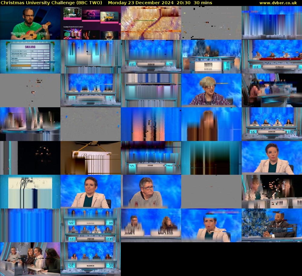 Christmas University Challenge (BBC TWO) Monday 23 December 2024 20:30 - 21:00