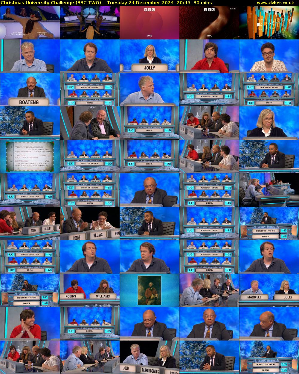 Christmas University Challenge (BBC TWO) Tuesday 24 December 2024 20:45 - 21:15