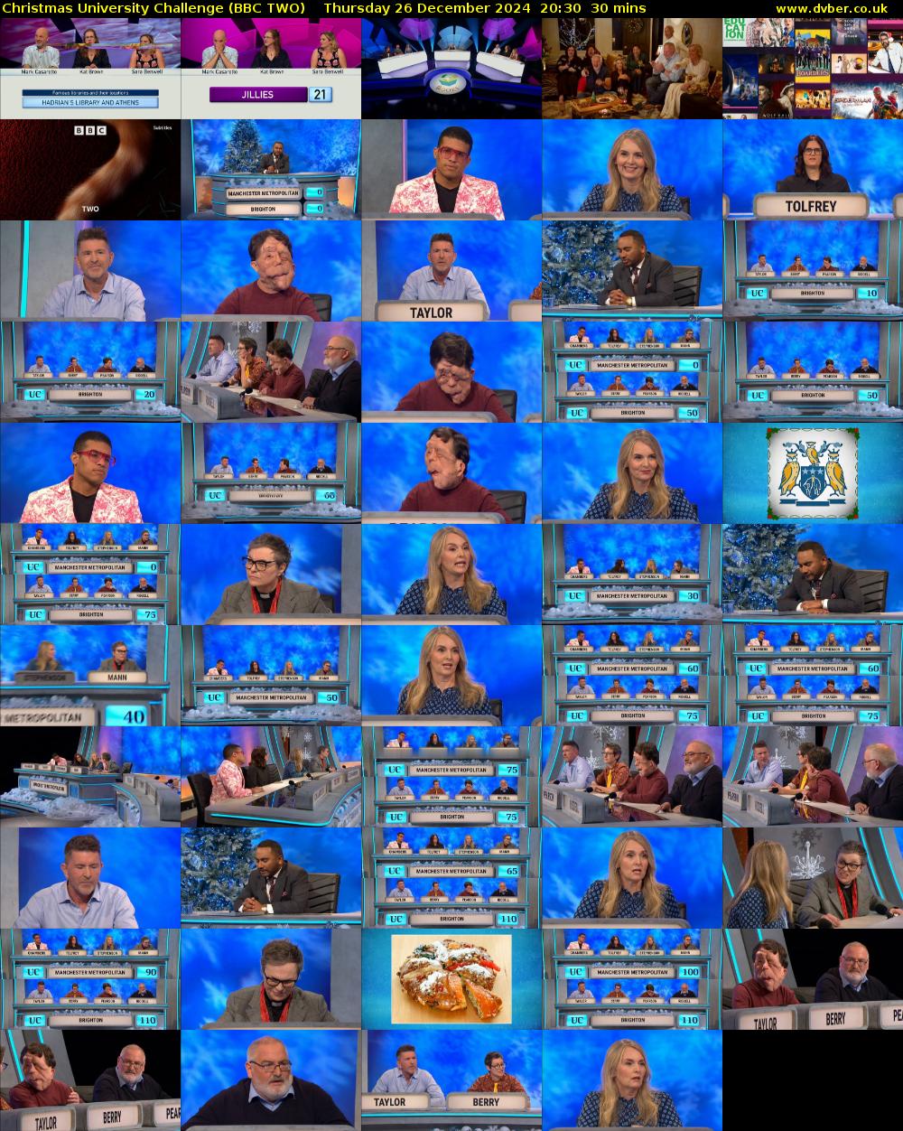 Christmas University Challenge (BBC TWO) Thursday 26 December 2024 20:30 - 21:00
