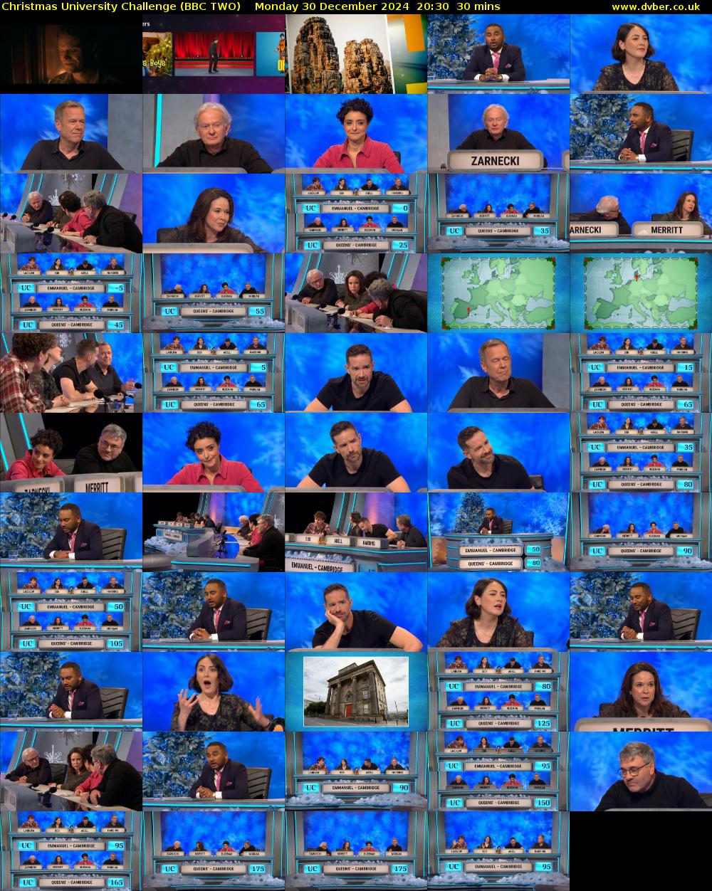 Christmas University Challenge (BBC TWO) Monday 30 December 2024 20:30 - 21:00