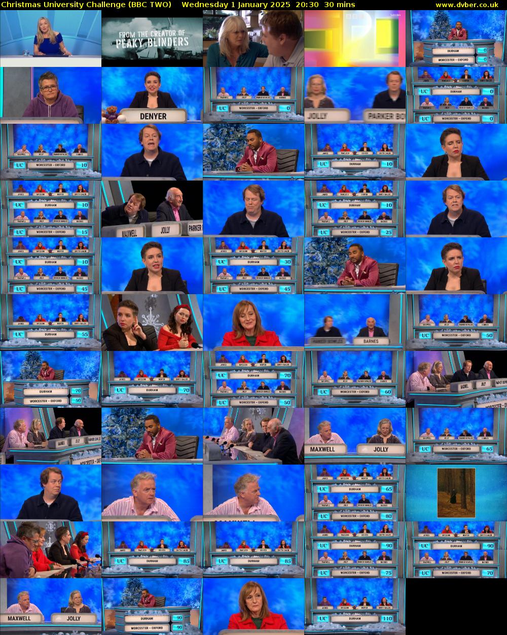 Christmas University Challenge (BBC TWO) Wednesday 1 January 2025 20:30 - 21:00