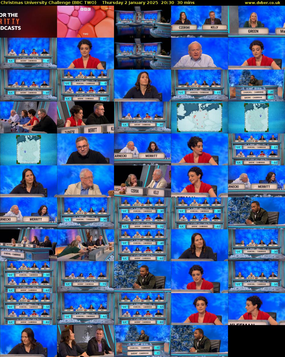 Christmas University Challenge (BBC TWO) Thursday 2 January 2025 20:30 - 21:00