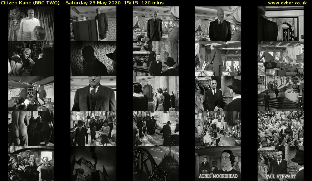 Citizen Kane (BBC TWO) Saturday 23 May 2020 15:15 - 17:15
